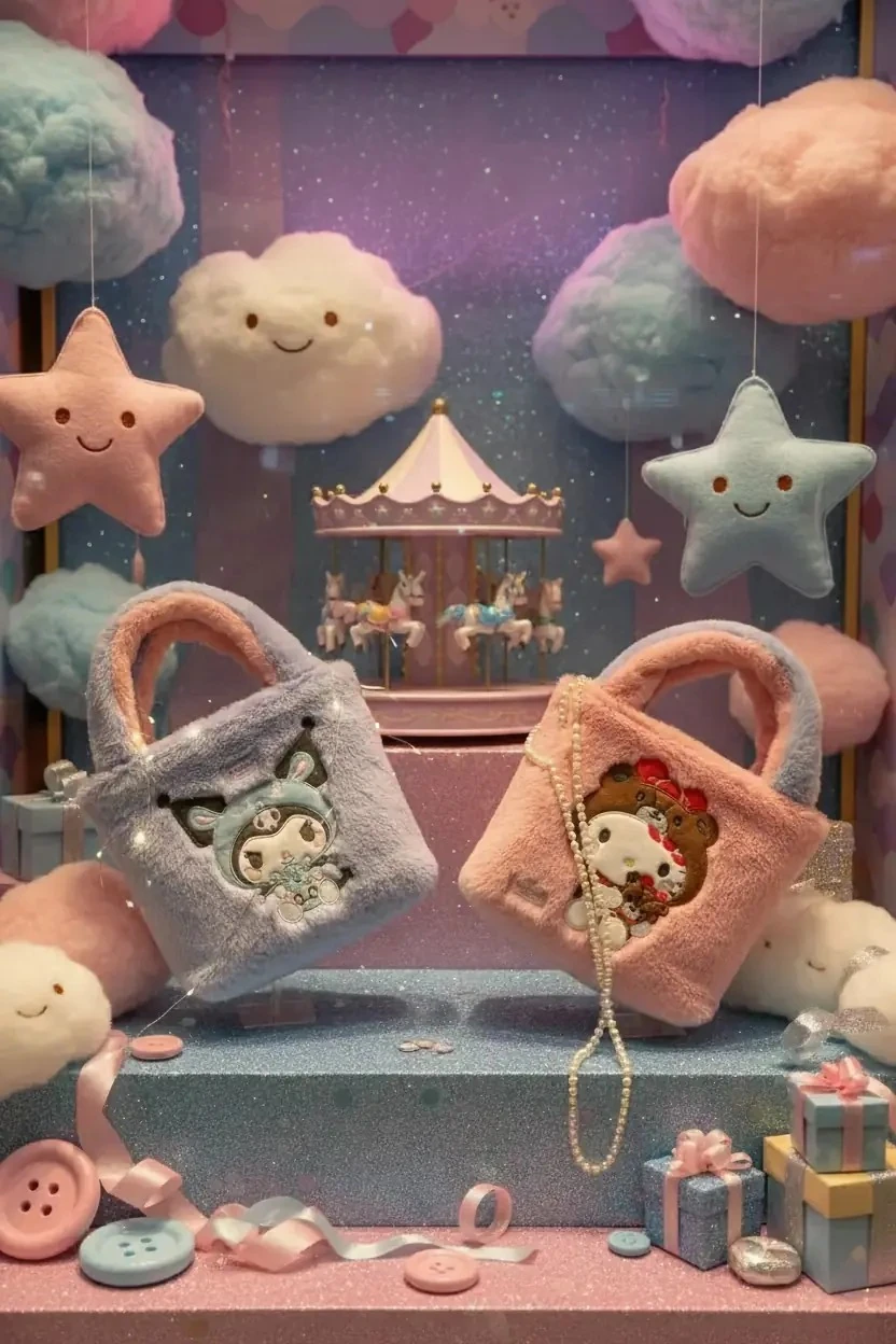 Sanrio Lisanslı Kuromi & Hello Kity Çift Taraflı Yiyecek Çantası