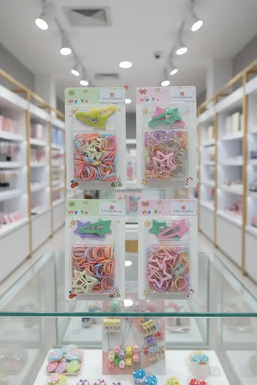 Renkli Karışık Lastik Tokalar + Küçük Mandal Tokalar – Eğlenceli Ve Pratik Saç Aksesuarı Seti