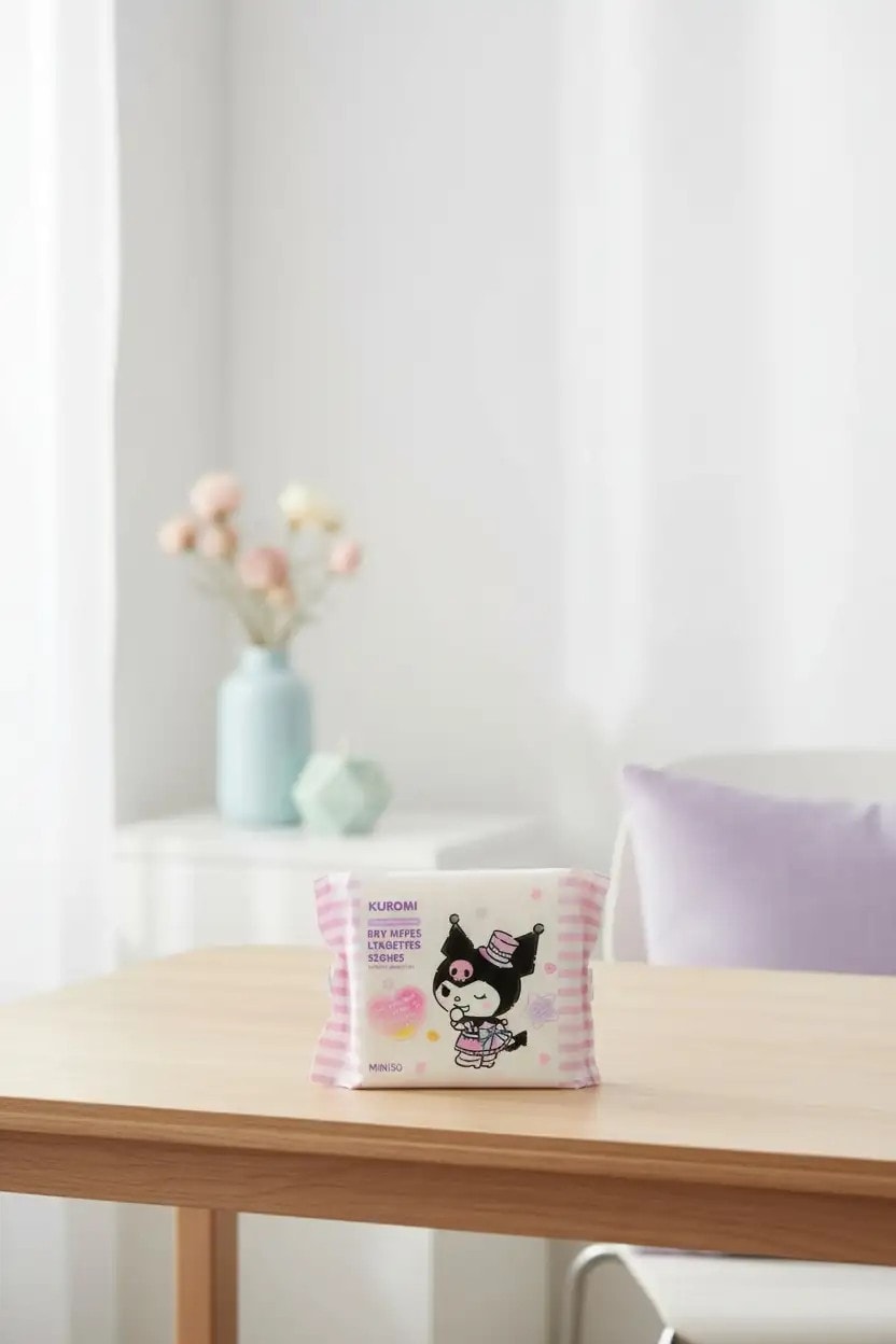 Sanrio Lisanslı Kuromi İnci  Dokulu Kuru Mendil (25 Mendil)
