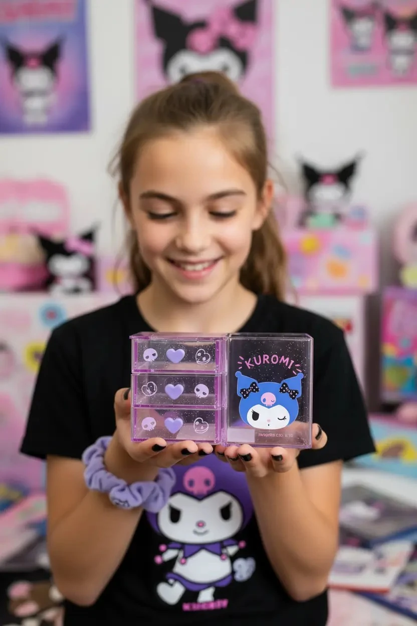 Sanrio Lisanslı Mini 3 Katmanlı Masa Düzenleyici (Kuromi)