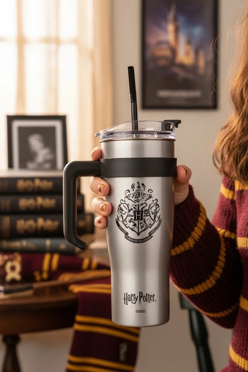 Harry Potter Lisanslı Pipetli Tutacaklı Çelik Matara (1600ml)