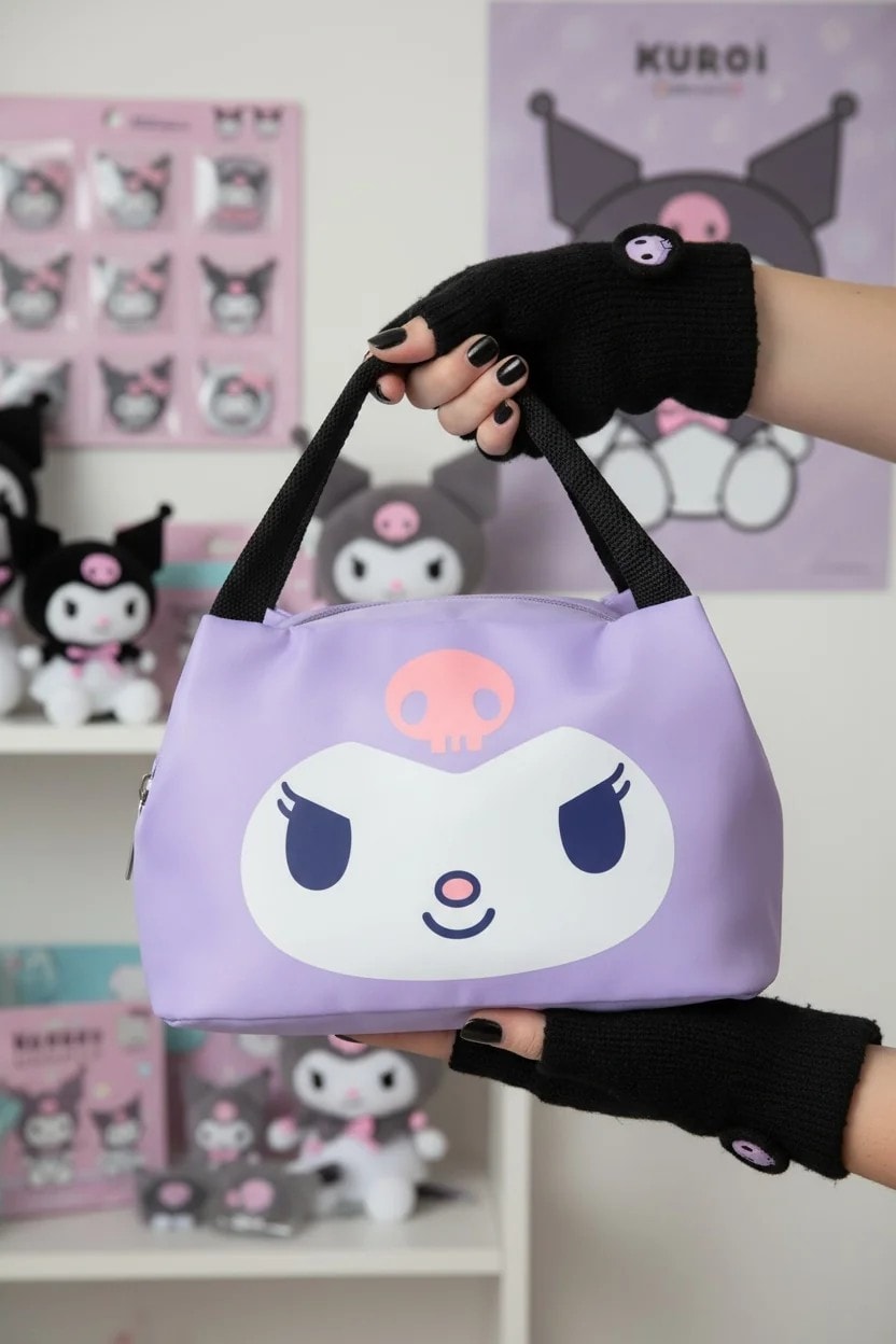 Sanrio Lisanslı Yiyecek Çantası - Kuromi
