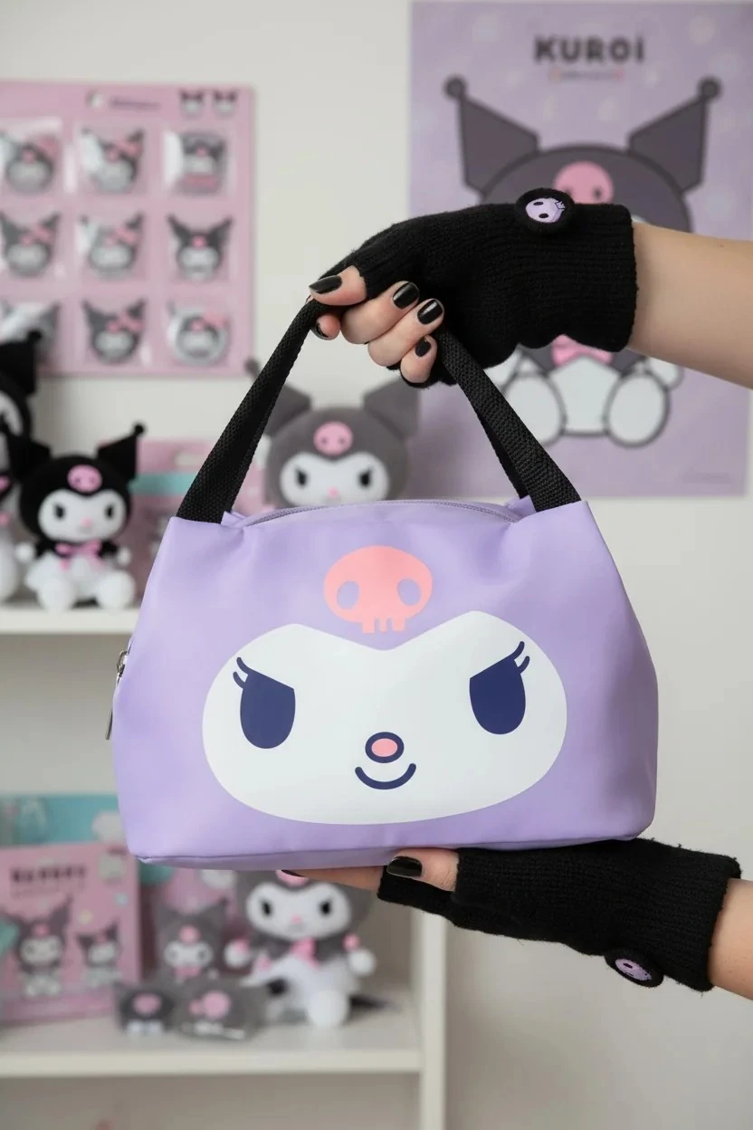 Sanrio Lisanslı Yiyecek Çantası - Kuromi (Outlet)