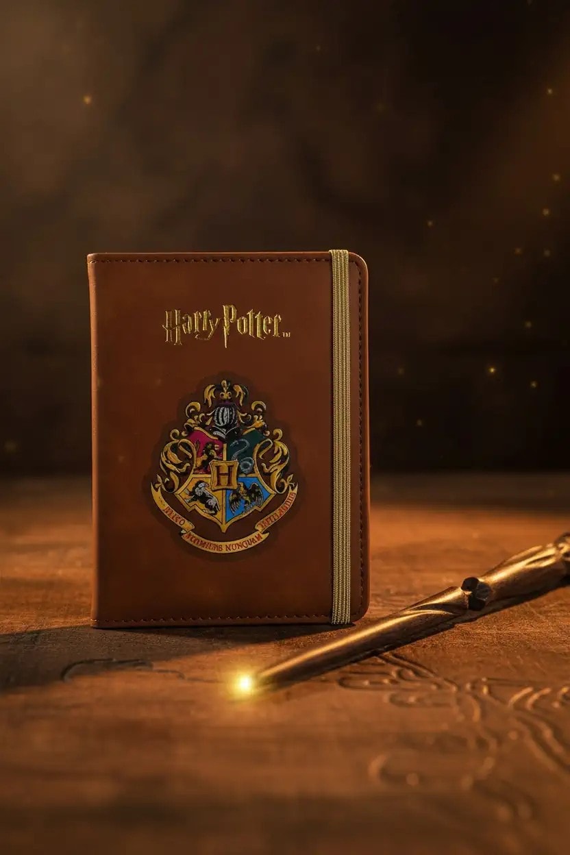 Harry Potter Lisanslı Bantlı Pasaport Kılıfı - Açık Kahverengi