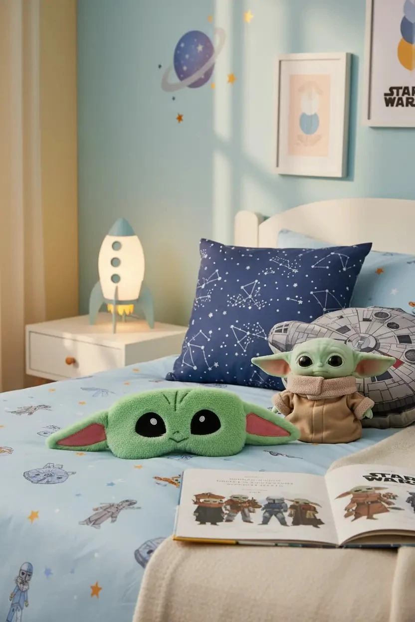Star Wars Koleksiyonu Peluş Uyku Maskesi (Grogu) (Gözleri Aç