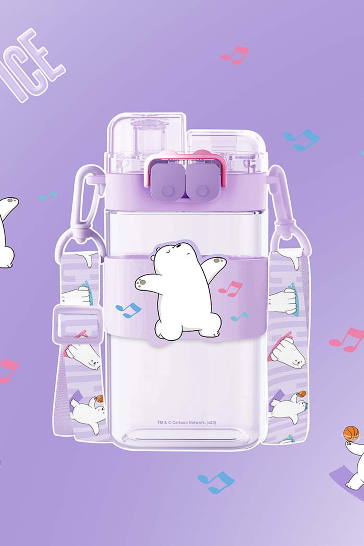 We Bare Bears Lisanslı Omuz Askılı Plastik Şişe (560ml) - Kutup Ayısı