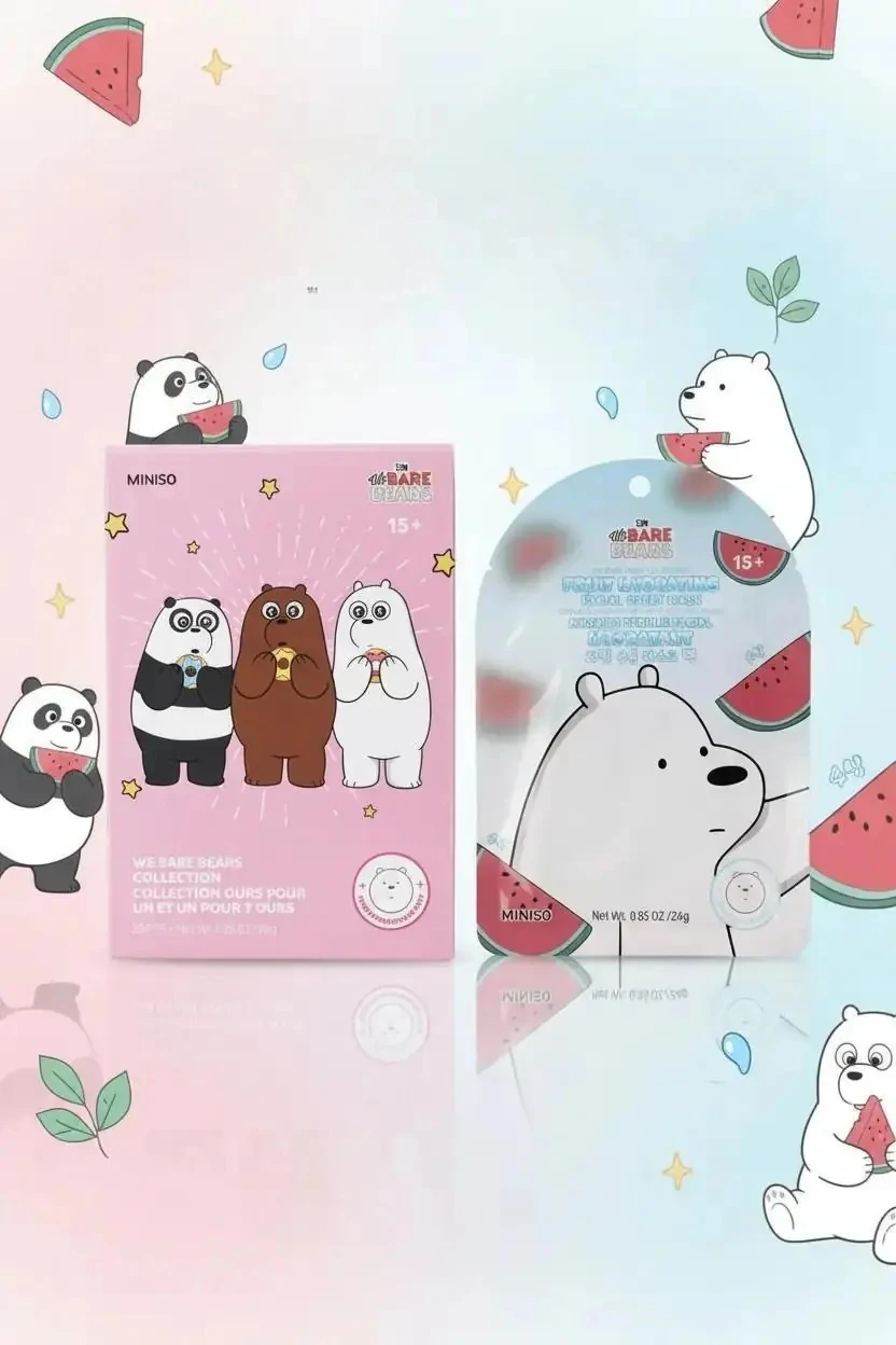 We Bare Bears Lisanslı Karpuz Özlü Meyveli Nemlendirici Kağıt Maske Ferahlatıcı Bakım
