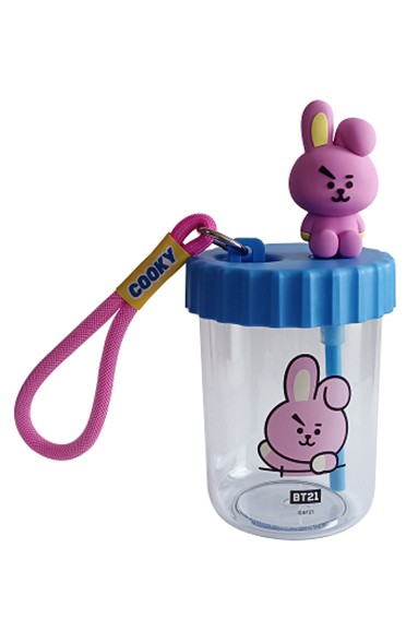BT21 Lisanslı Süslemeli ve Askılı Plastik Şişe (520mL) - Cooky