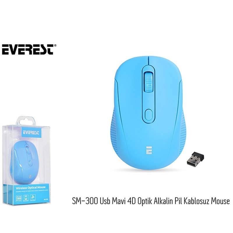 Mavi Everest SM-300 Usb 4D Optik Alkalin Pil Kablosuz Mouse