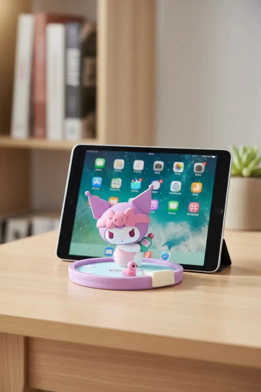 Sanrio Lisanslı Banyo Serisi Kuromi Masa Üstü Telefon ve Tablet Tutucu