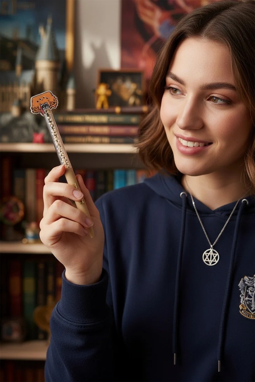 Harry Potter Lisanslı Canavar Kitap Metal Figürlü Kristal Taşlı Tükenmez Kalem - Siyah