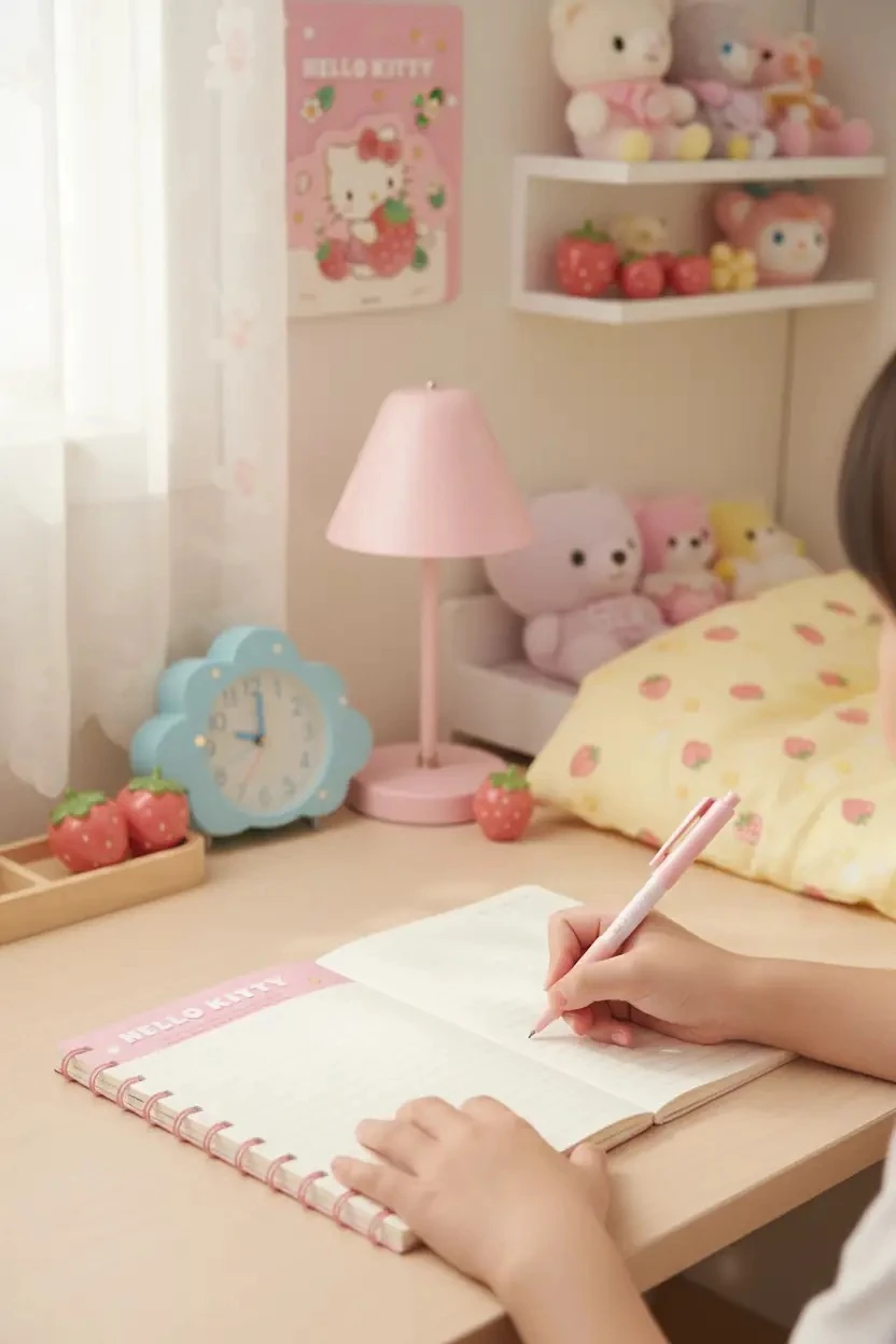 Sanrio Lisanslı Çilek Serisi B6 Çift Katmanlı Telli Not Defteri 60 Yaprak