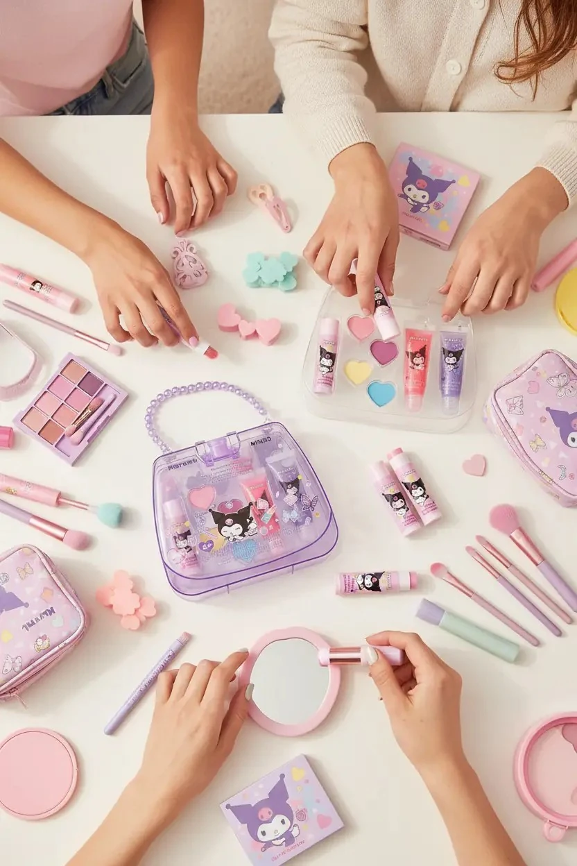 Sanrio Lisanslı Kuromi Orta Boy Çanta Şeklinde Makyaj Seti – Eğlenceli Tasarım