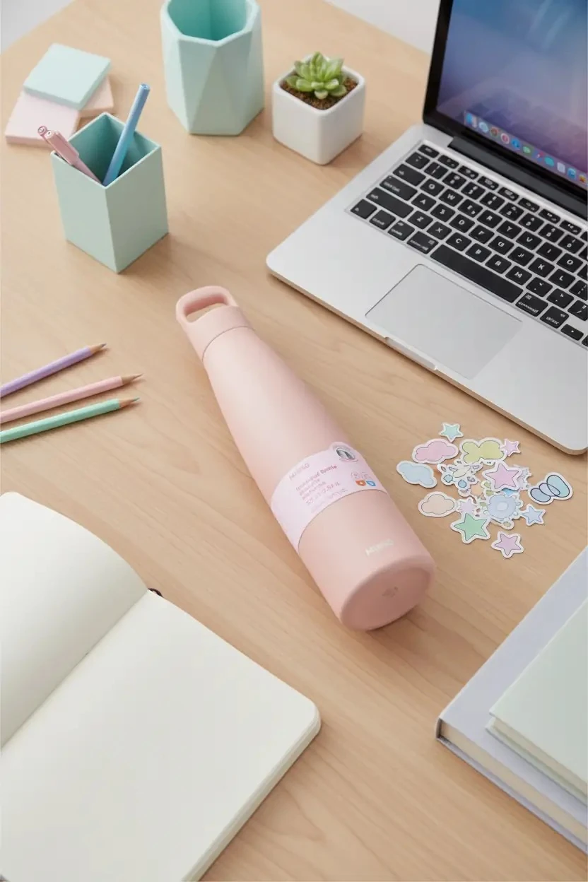Miniso Lisanslı Renkli Kulplu Termos 500 mL – Çift Cidarlı