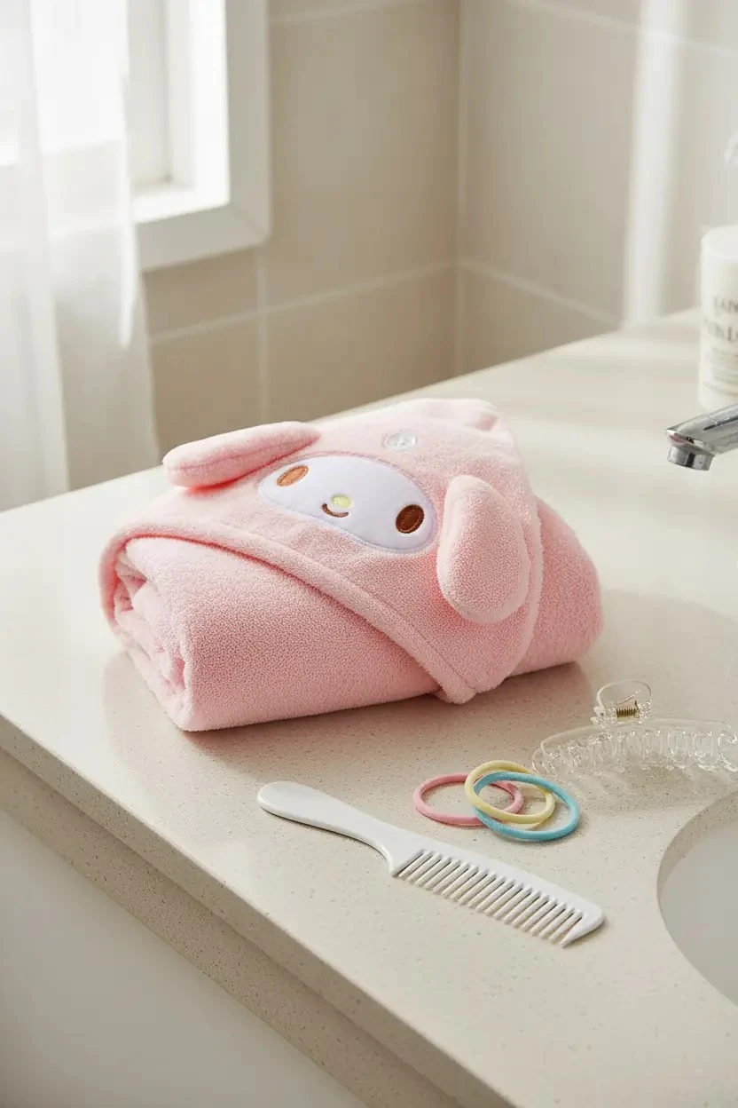 Sanrio Lisanslı My Melody Çizgi Film Desenli Emici Saç Havlusu