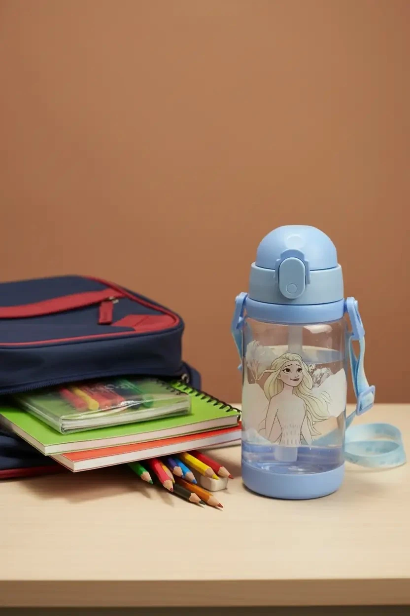 Disney Frozen Lisanslı Omuz Askılı Plastik Şişe (520ml) - Mavi