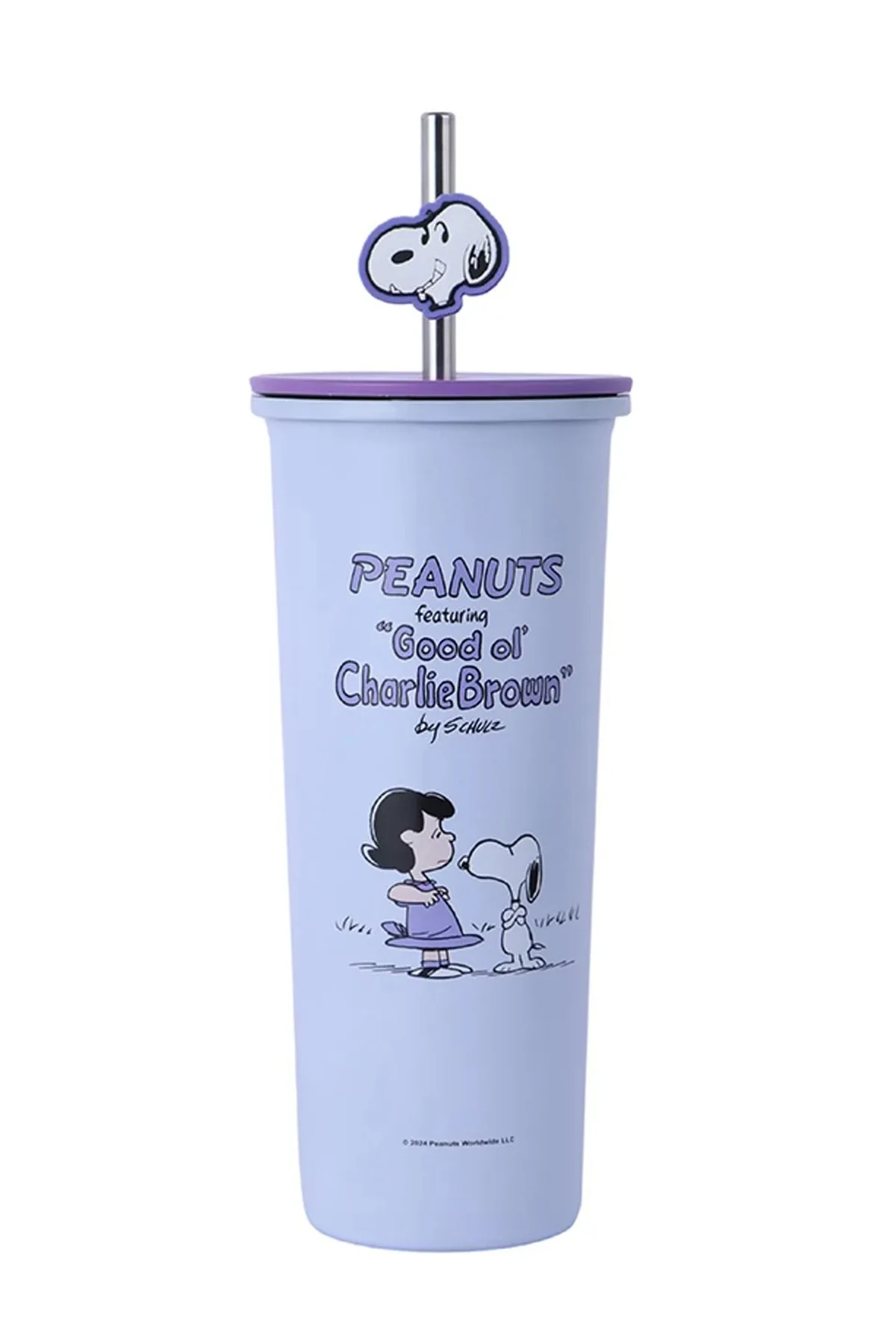 Snoopy Lisanslı Pipetli Paslanmaz Çelik Su Kabı (800Ml) - Mor (Outlet)