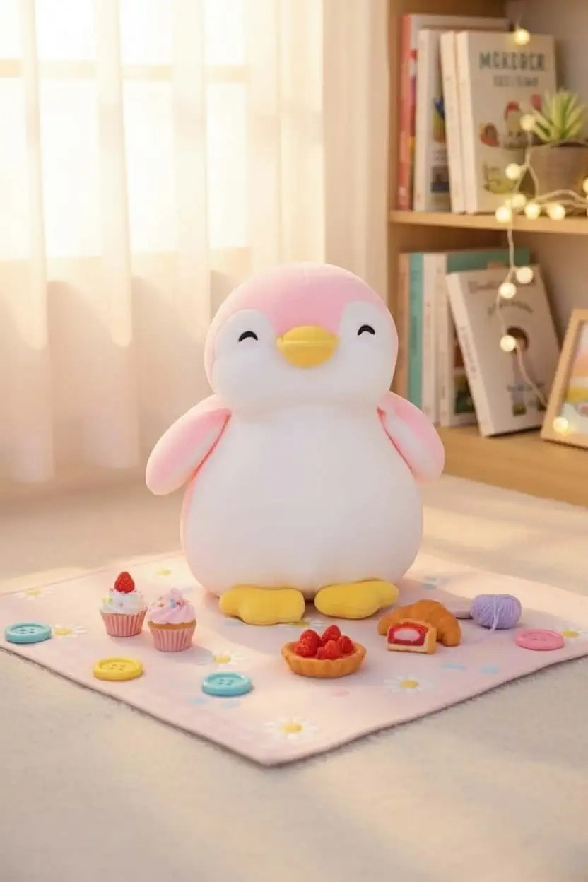 23cm Penguen Peluş Oyuncak (Pembe)