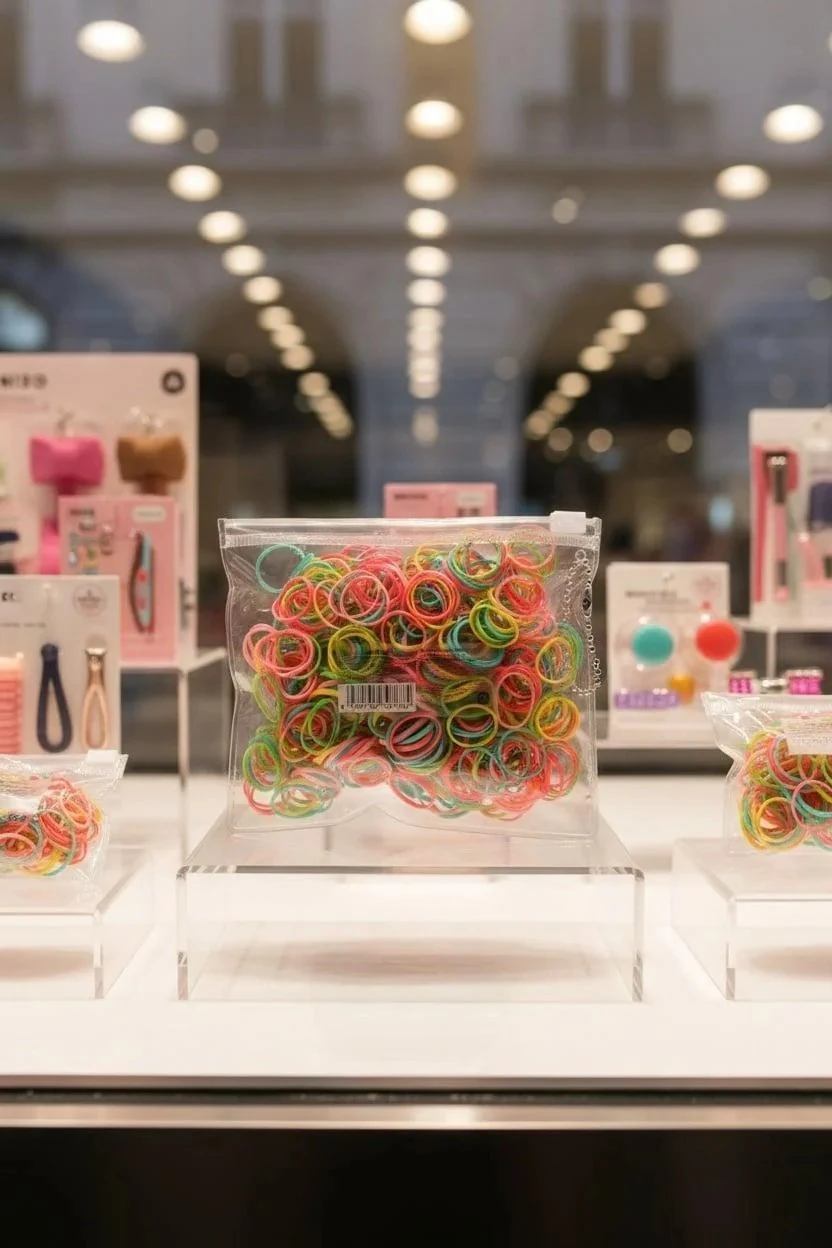 Şeffaf Taşıma Çantalı Minik Saç Lastiği - Renkli (500 Adet)