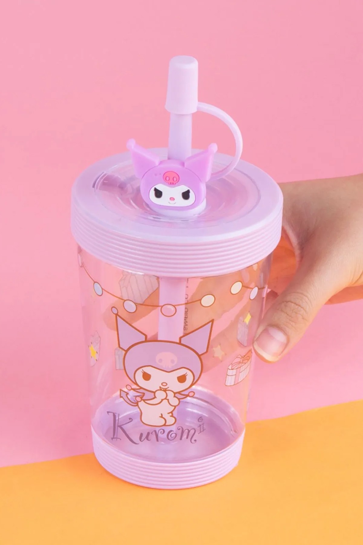 Sanrio Lisanslı Pipetli Plastik Şişe (535ml) - Kuromi