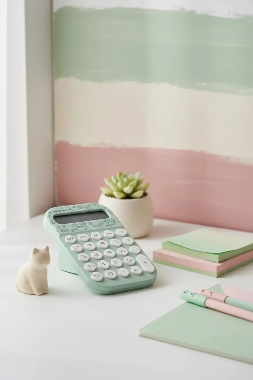 Miniso Lisanslı Meow Meow Serisi 8 Haneli Hesap Makinesi Yeşil – Sevimli Cep Hesap Makinesi