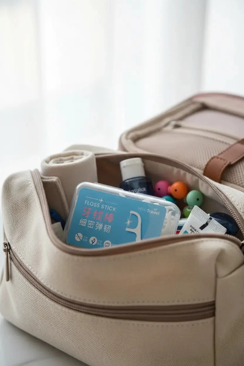 Miniso Lisanslı Seyahat Boy Kürdanlı Diş İpi Seti Hijyenik Taşıma Kutulu 50 Adet 9 CM