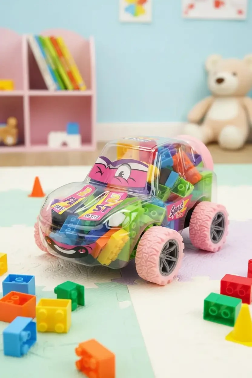Miniso Lisanslı Büyük Oyun Bloğu Spor Araba – Pembe Temalı Eğitici Set