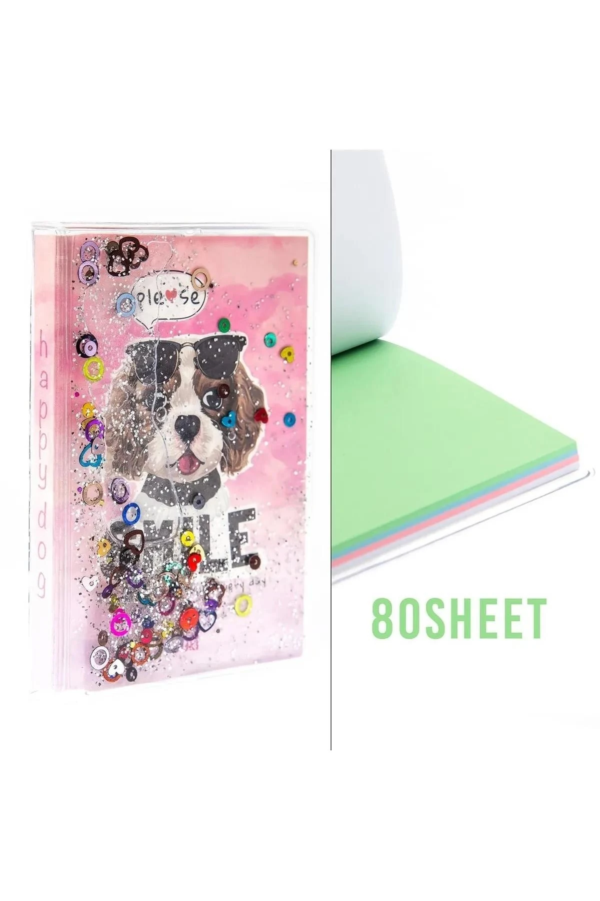 Vuki Simli Ve Sulu Kapaklı Renkli Sayfalı Desenli Mini Defter-Köpek (Outlet)