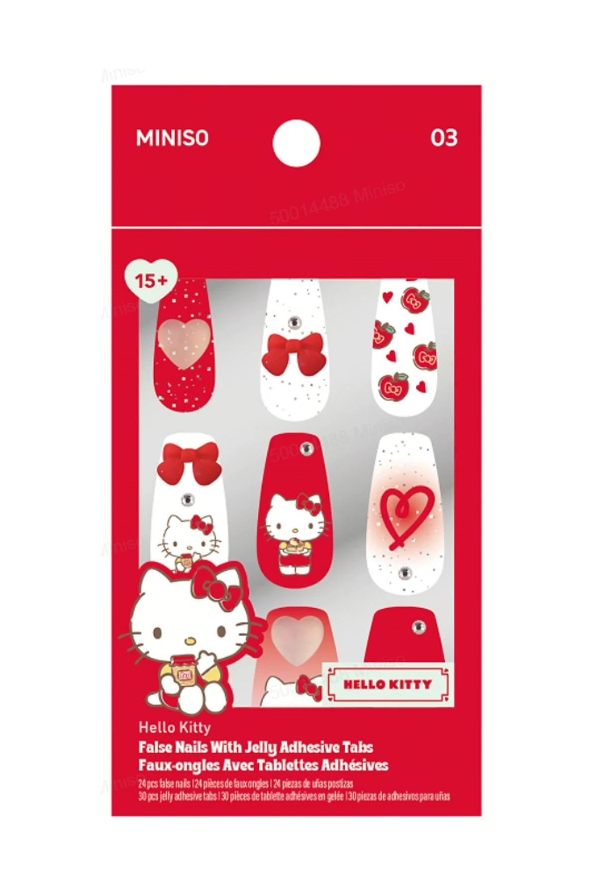 Sanrio Lisanslı Hello Kitty Jel Yapışkanlı Takma Tırnak (03)