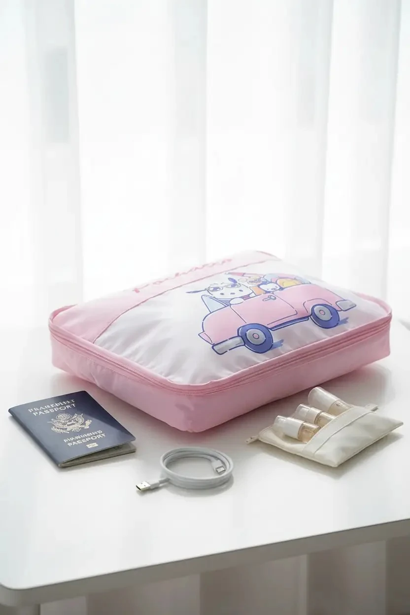 Sanrio Lisanslı Pochacco Seyahat Çantası Seti (2 Adet) – Bavul İçi Düzenleyici ve Organizer