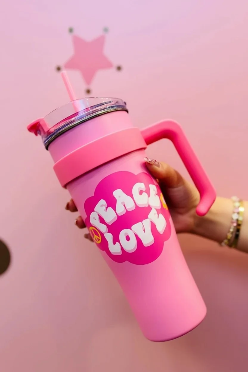 Sweet Funk Serisi Pipetli Büyük Kapasiteli Bardak (1600mL)