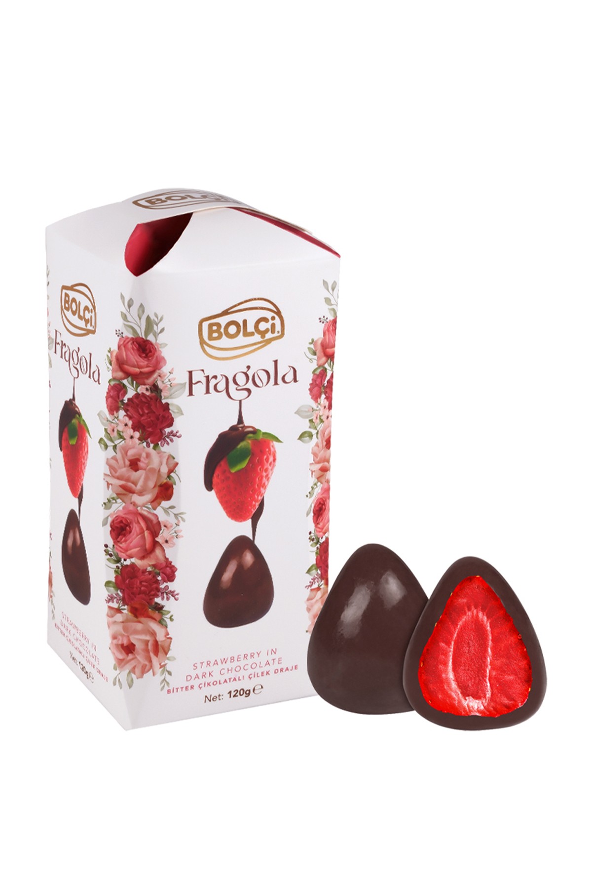 Bolçi Fragola Bitter Çikolatalı Çilek Draje 120 Gr