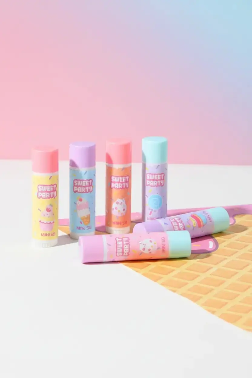 MINISO Lisanslı Sweat Party Tatlı Temalı 6'lı Lip Balm Seti – Aromalı Dudak Bakımı