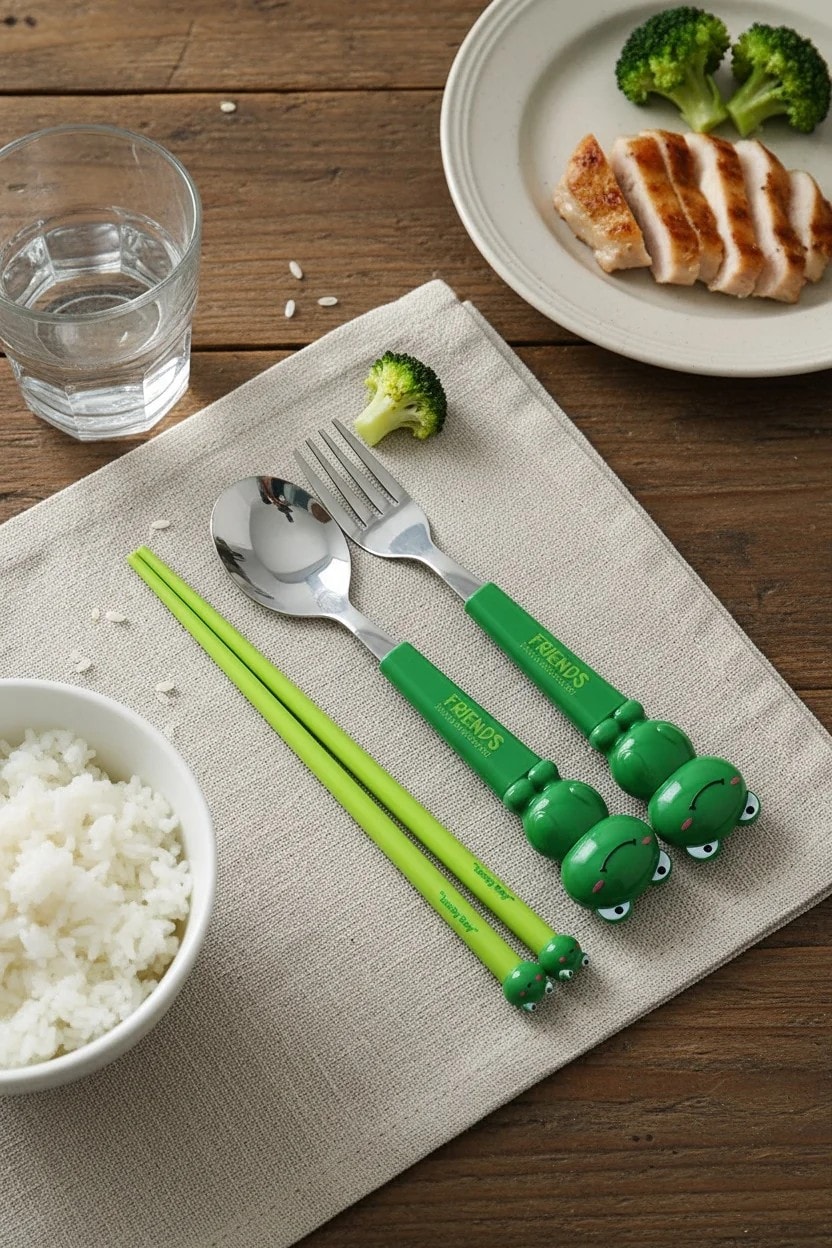 Figürlü Çatal Kaşık Chopstick Seti