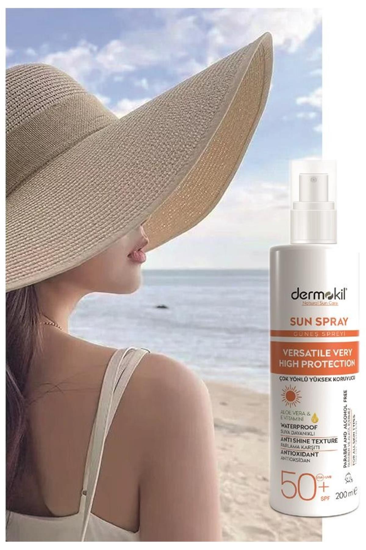 Dermokil Sun Sprey-Çok Yönlü Yüksek Koruyucu Güneş Spreyi 50 Spf 200 Ml