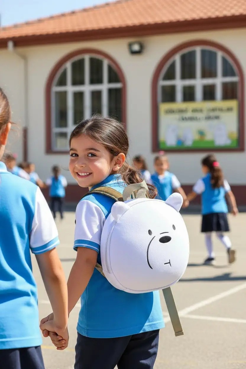 We Bare Bears Lisanslı Yuvarlak Sırt Çantası - Kutup Ayısı 20 Cm