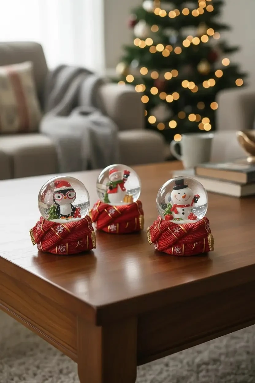 Yeni Yıl Temalı Cam Sulu Küre Mini 5,5 Cm – Dekoratif Yılbaşı Tasarım