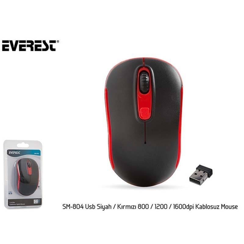 Siyah/Kırmızı Everest SM-804 Usb 800/1200/1600dpi Kablosuz Mouse