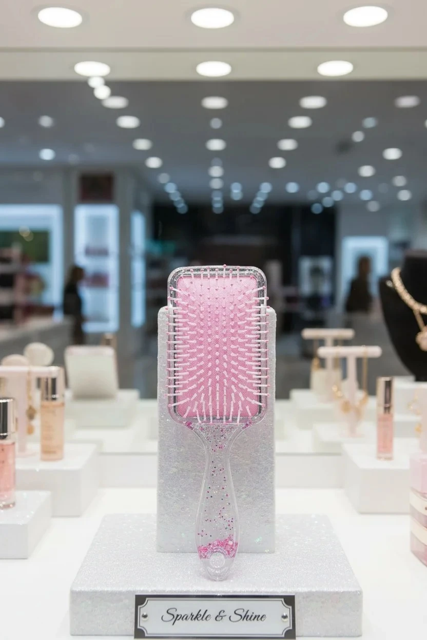 Sim Dolgulu Saç Fırçası (Kare) - Pembe