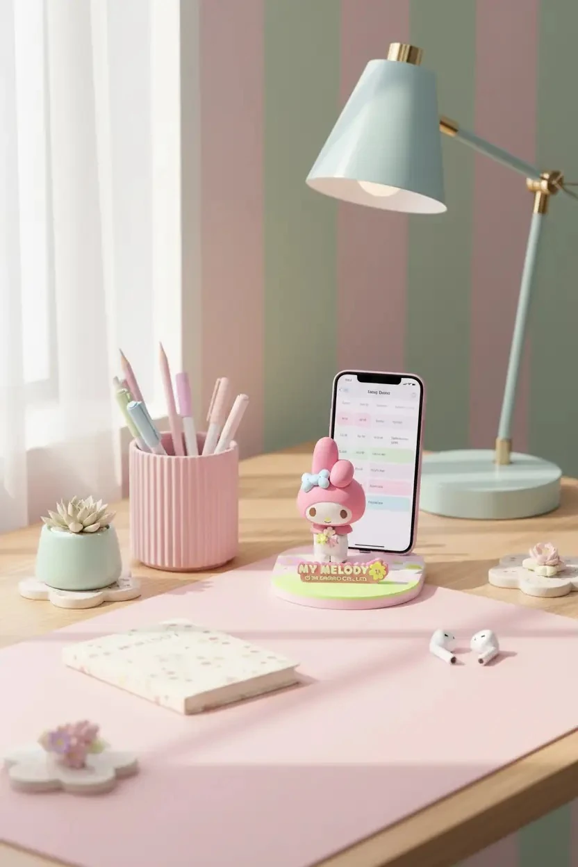 Sanrio Lisanslı My Melody Telefon Tutucu – Sevimli Masa Aksesuarı