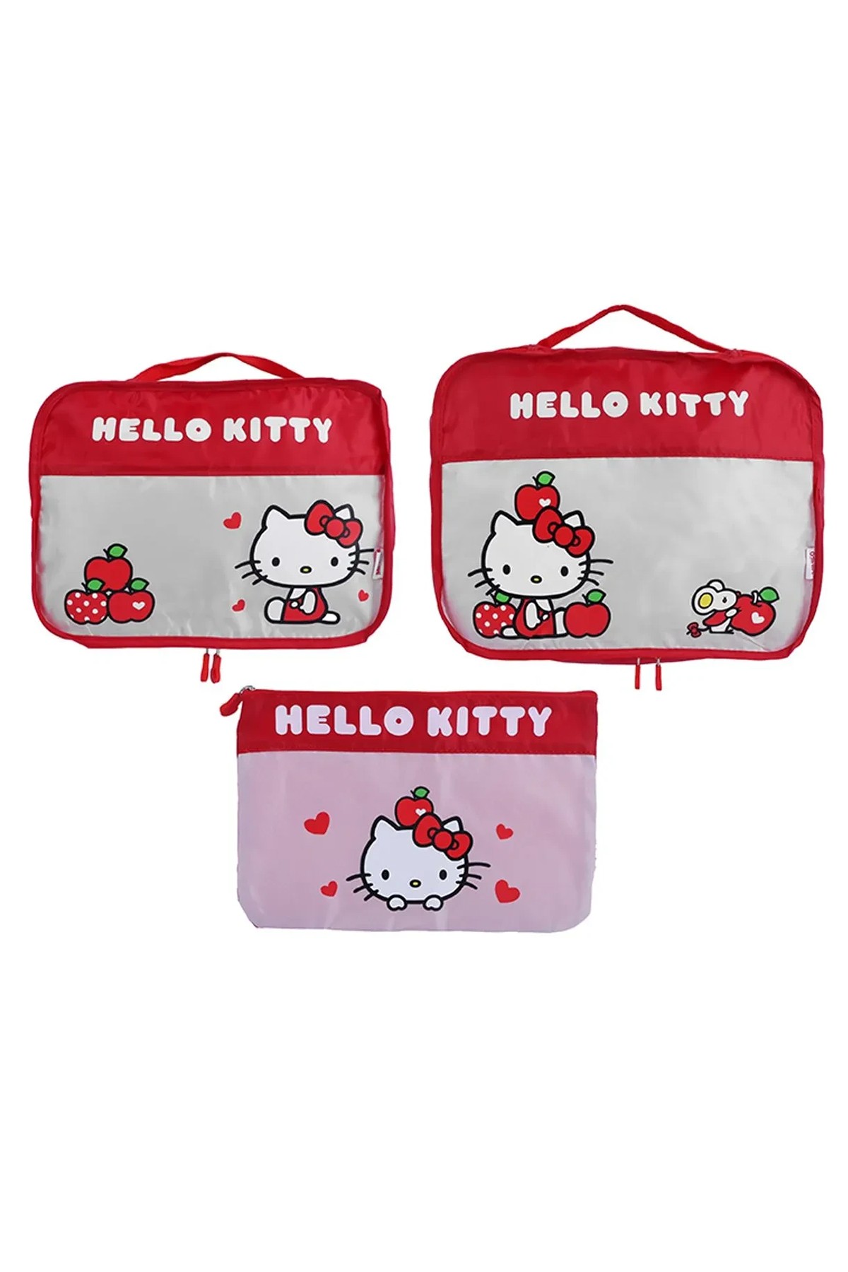 Hello Kity Lisanslı Elma Koleksiyonu Seyahat Çantası (3 adet)