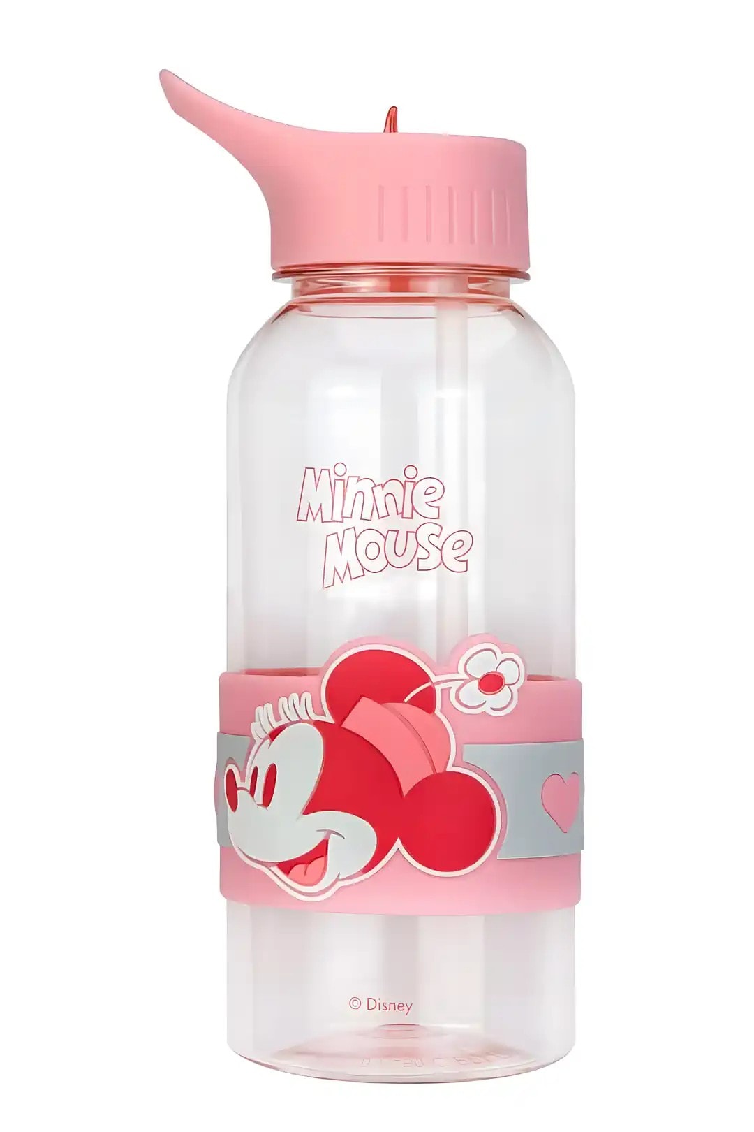 Disney Minnie Mouse Lisanslı Pipetli ve Kapaklı Plastik Suluk - 1 L