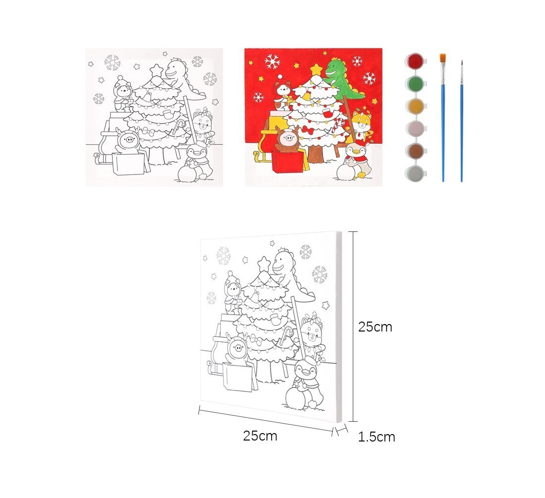 Mini Family Serisi Yılbaşı Ağacı Kanvas Boyama Seti