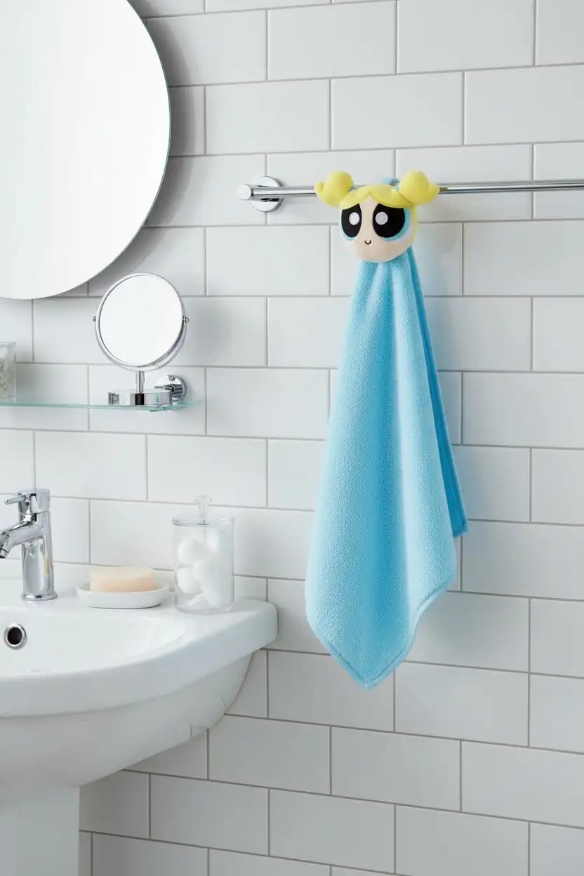 Powerpuff Girls Lisanslı 3D Dekoratif El Havlusu (Bubbles)