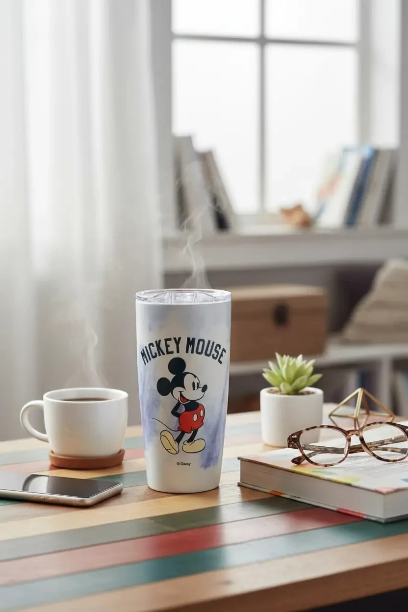 Mickey Mouse Lisanslı Batik Desenli Paslanmaz Çelik Bardak - 860 ml
