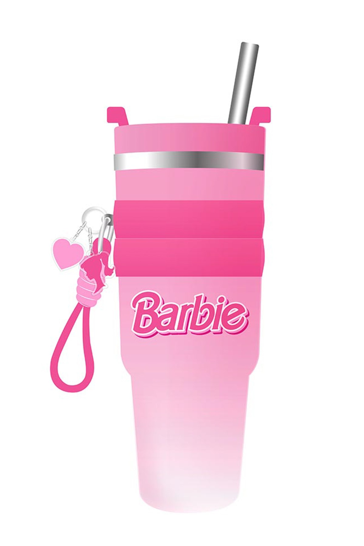 Barbie Lisanslı Çift Cidarlı Tutacaklı Pipetli Termos 900ml