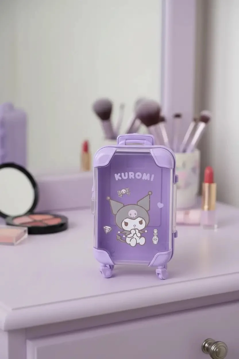 Sanrio Lisanslı Kuromi Mini Bavul Saklama Kutusu – Dekoratif Düzenleyici 13 Cm