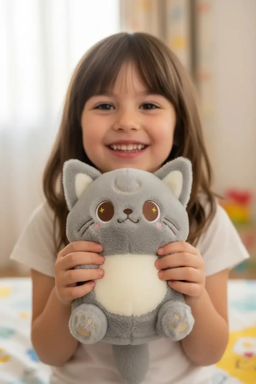 Miniso Lisanslı Çöl Yıldızı Serisi Kedi Peluş Oyuncak - Gri (25 cm)