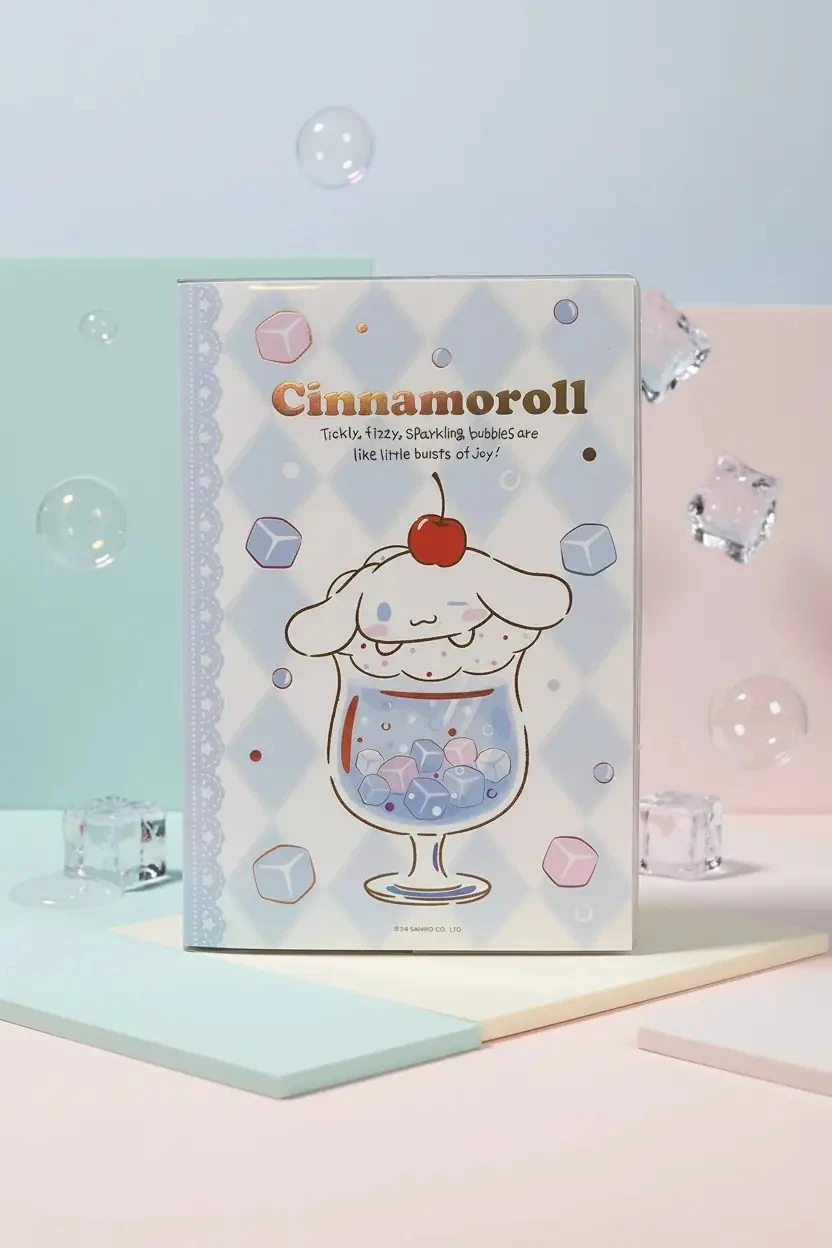Sanrio Lisanslı Cinnamoroll Renkli Yaz Serisi EVA Kapaklı Çizgili Not Defteri – A5 Boyut 104 Sayfa