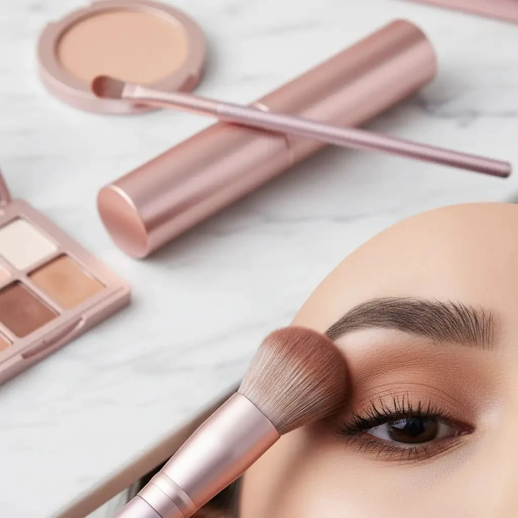 Miniso Lisanslı Altın Renkli 5'li Göz Makyajı Fırça Seti ve Şık Saklama Kutusu 19 cm